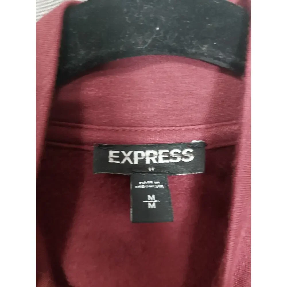 EXPRESS Black Red Colorblock Knit Full Zip Long Sleeve Size M